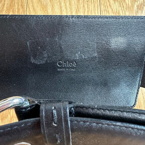 Chloe Black Leather Belt with Large Moveable Panel Size Small